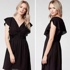 Black Fit N Flare Women's Ruffle Dress